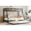 Lit superposé simple au-dessus d'un lit double en métal avec lit gigogne simple-1838732441