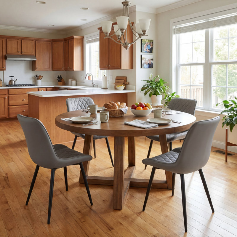 Modern Dining Chairs Faux Leather Upholstered Kitchen Chairs Side Chair With Metal Legs, Gray