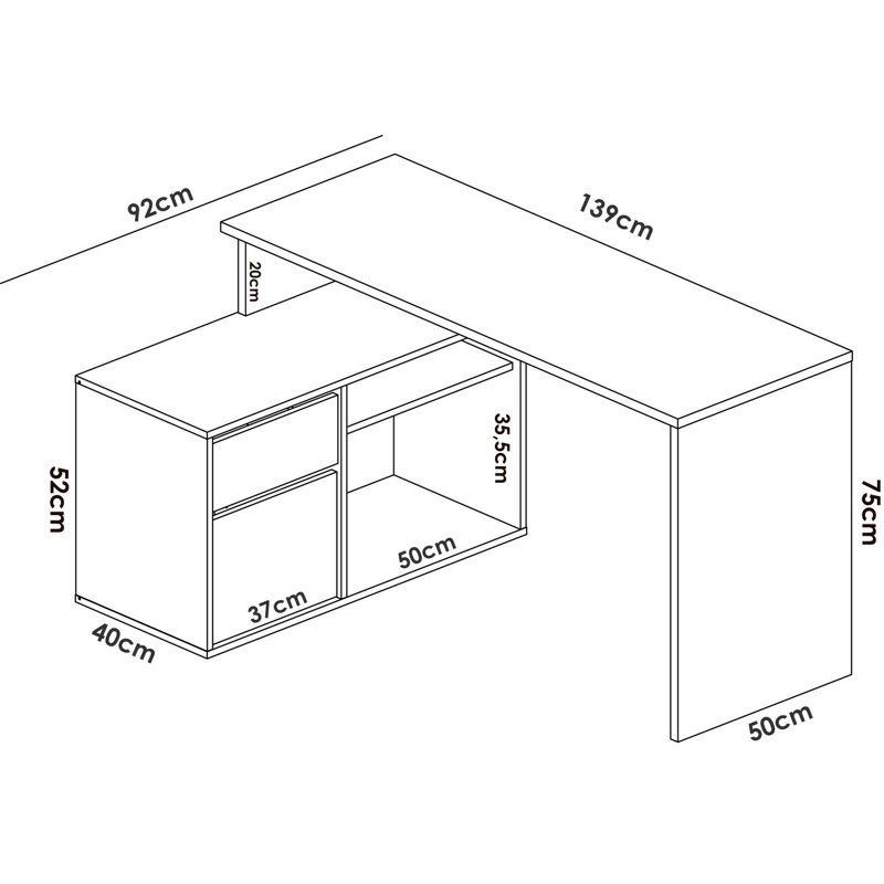 Breina Computer Desk, Oak/Anthracite