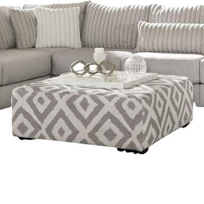 Grey Finish Transitional Style Upholstery Ottoman With Wooden Legs And Solid Wood Frame