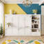 Grand lit escamotable avec compartiments de rangement, cadre de lit mural, lit plateforme pliable avec tiroir et tablettes-1611990428