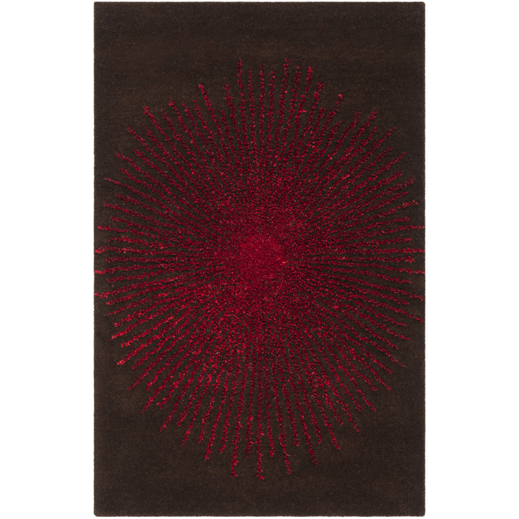 Olivarria Hand-Tufted Brown/Red Area Rug