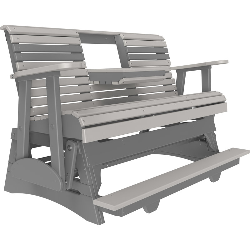 Banc d'extérieur coulissant en polywood, Gris clair
