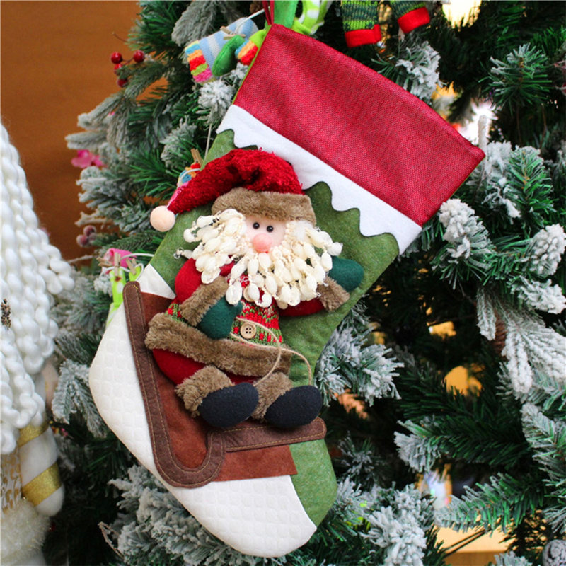 Chaussettes de Noël Décoration de Noël Chaussettes de Noël suspendues Chaussettes de Noël à motif tridimensionnel Chaussettes de décoration de Noël