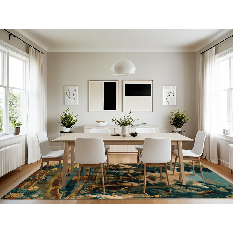 Machine Washable French Brown Area Rug, Rectangle 7' x 10'