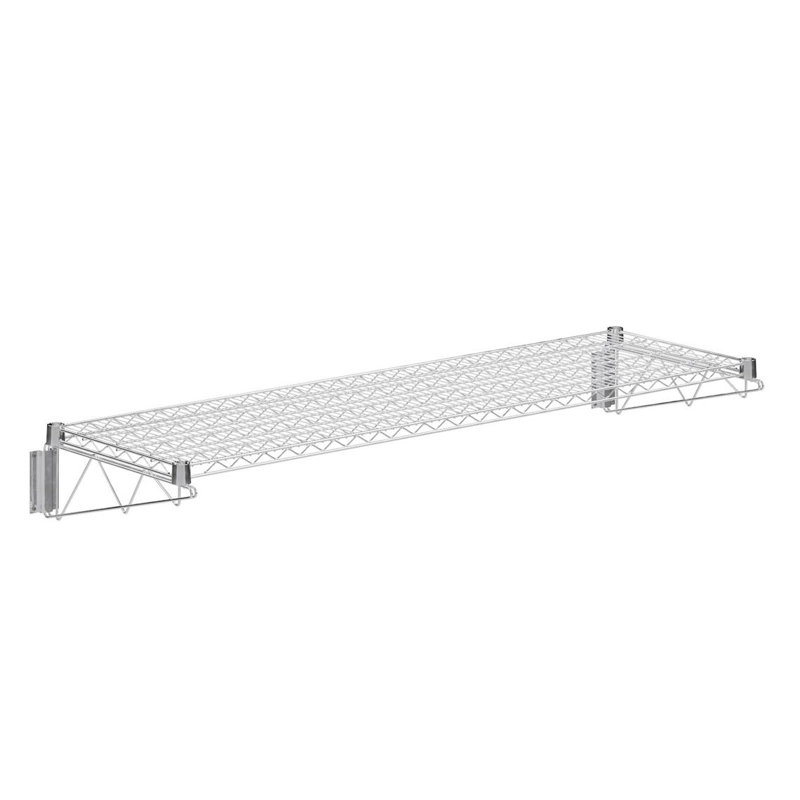 Chrome Wire Wall Mount Shelf, 8" H x 60" W x 18" D