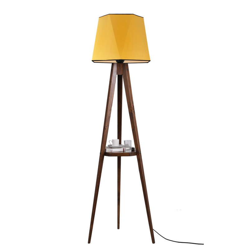 Burkburnett 165cm Tripod Floor Lamp, Mustard, Light Brown