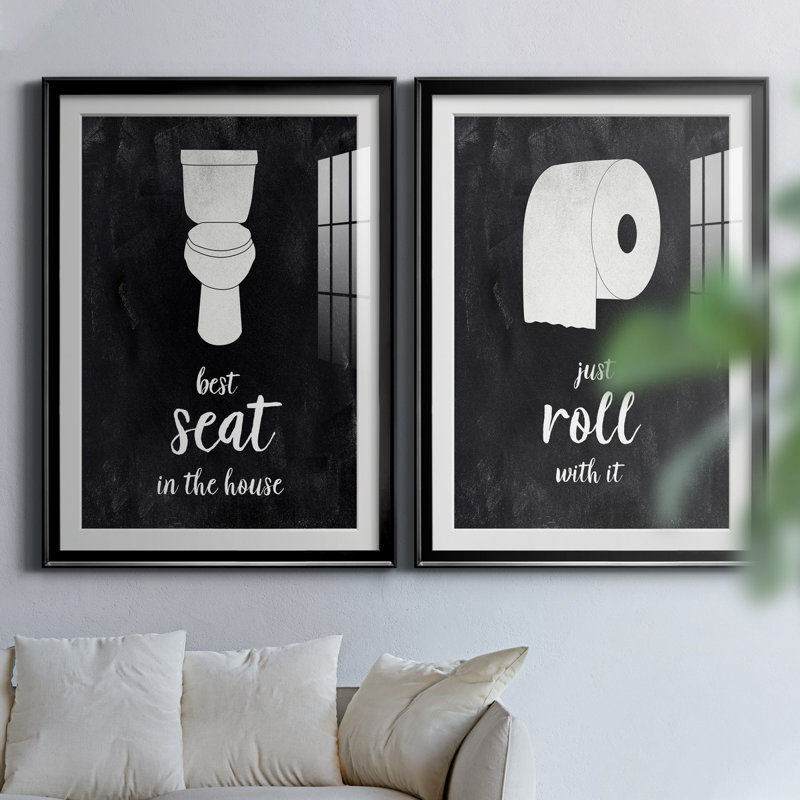 «Best Seat», ensemble de 2 reproductions d'art textuel, Impression encadrée avec passe-partout, H 44 po x l 31 po
