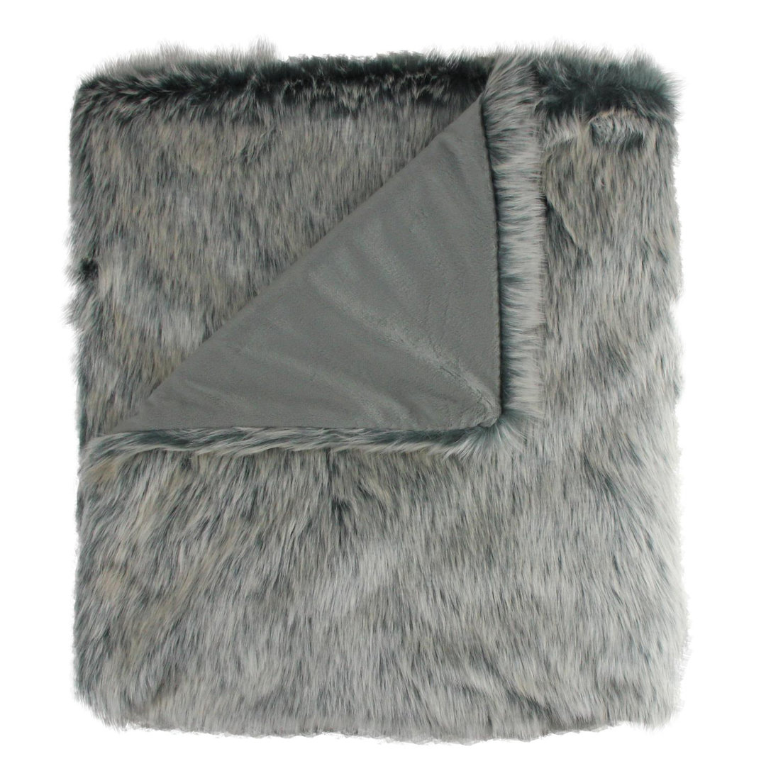 Faux Fur Gray Solid Rectangular Throw Blanket 50" x 60" Northlight Seasonal