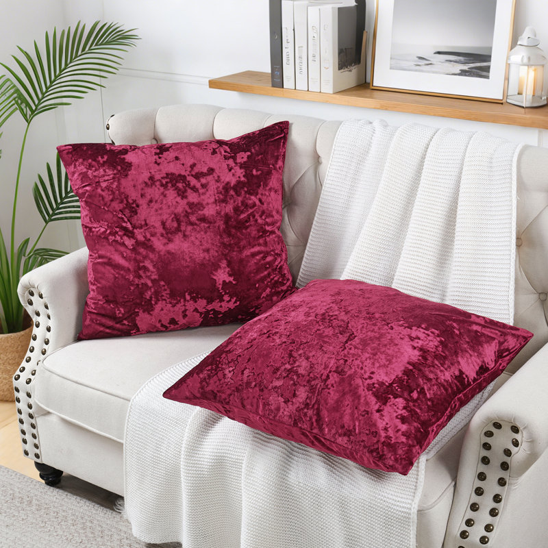Crushed Velvet Euro Pillow Cover, Garnet