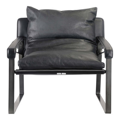Fauteuil club moderne avec cuir fleur et siège incliné