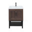 Meuble-lavabo 24 po avec lavabo en céramique blanc et robinet d'eau chaude et froide, armoire de salle de bain autoportante avec 2 portes de rangement et tablette ouverte en fer pour la salle de bain-103571633-103571646