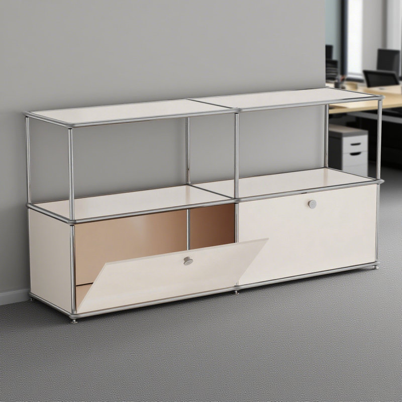 Armoire de rangement modulaire en métal avec tablettes réglables, Blanc