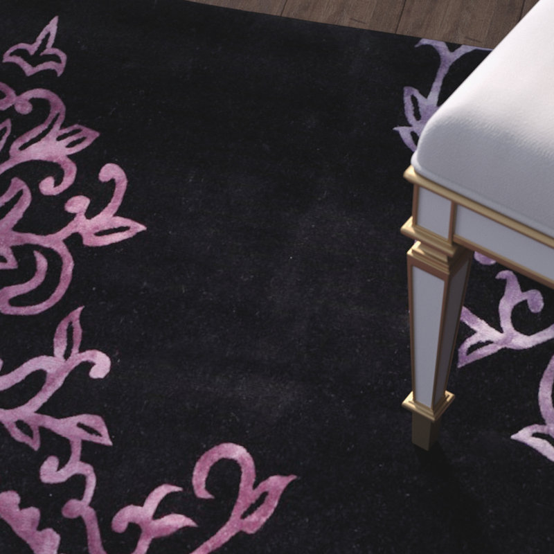 Tapis noir/mauve touffeté à la main Janson, Rectangle 8 pi x 10 pi