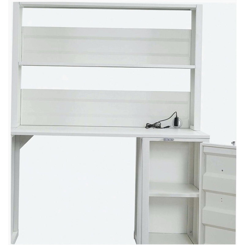 Bureau d'écriture rouge à 1 porte, Blanc