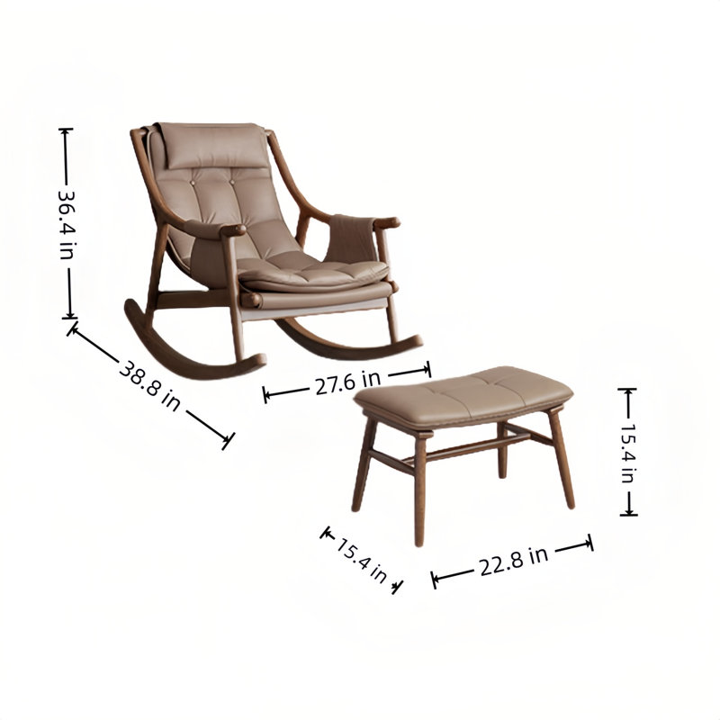 Chaise berçante en bois massif, Brun clair
