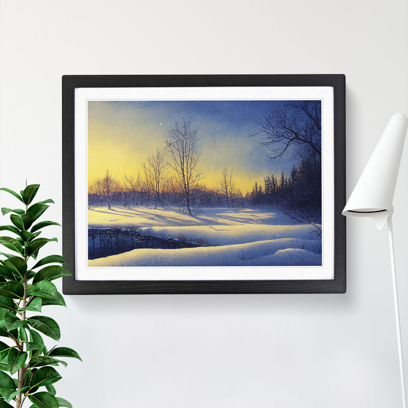 XH1022-10231X Winter Landscape Sunrise Vol.1 - Single Picture Frame Print, 46cm H x 64cm W x 2cm D, Black