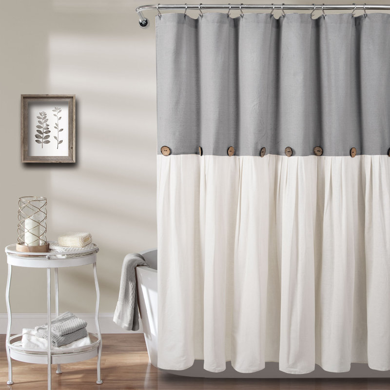Ruya Polyester Blend Shower Curtain, 183cm W x 183cm L, Dark Grey/White