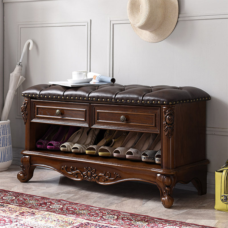 Banc rembourré en noyer, Walnut