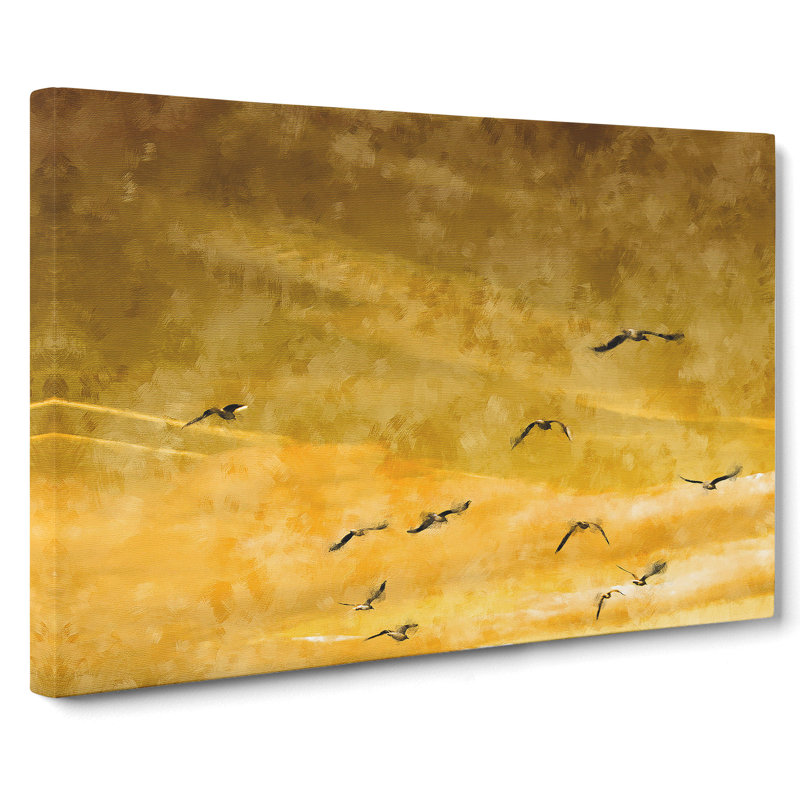 Flying Seagulls At Sunset - Wrapped Canvas, 40cm H x 60cm W x 3cm D
