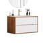 Meuble-lavabo scandinave de 32 pouces avec lavabo en céramique et fabrication en bois massif Dempsey