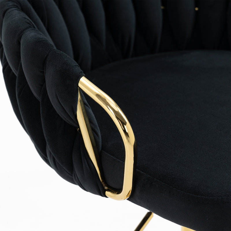 Swivel Upholstered and Velvet Bar Stool, Black