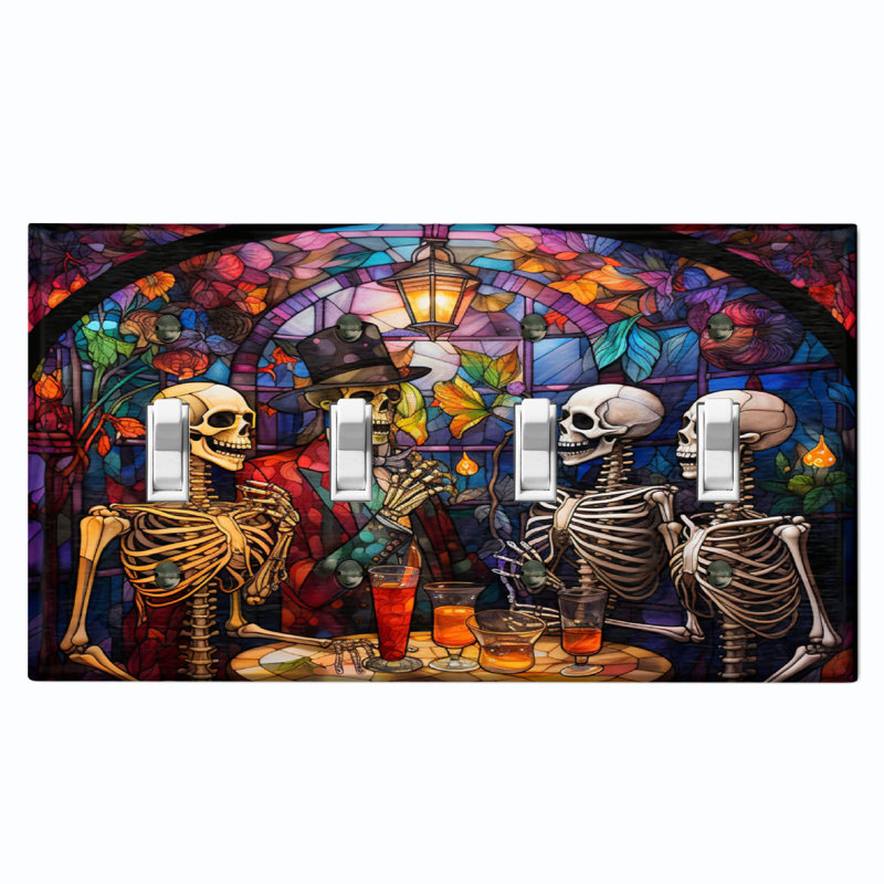 Figurine murale d'Halloween festive squelette d'Halloween 4 lumières festives
