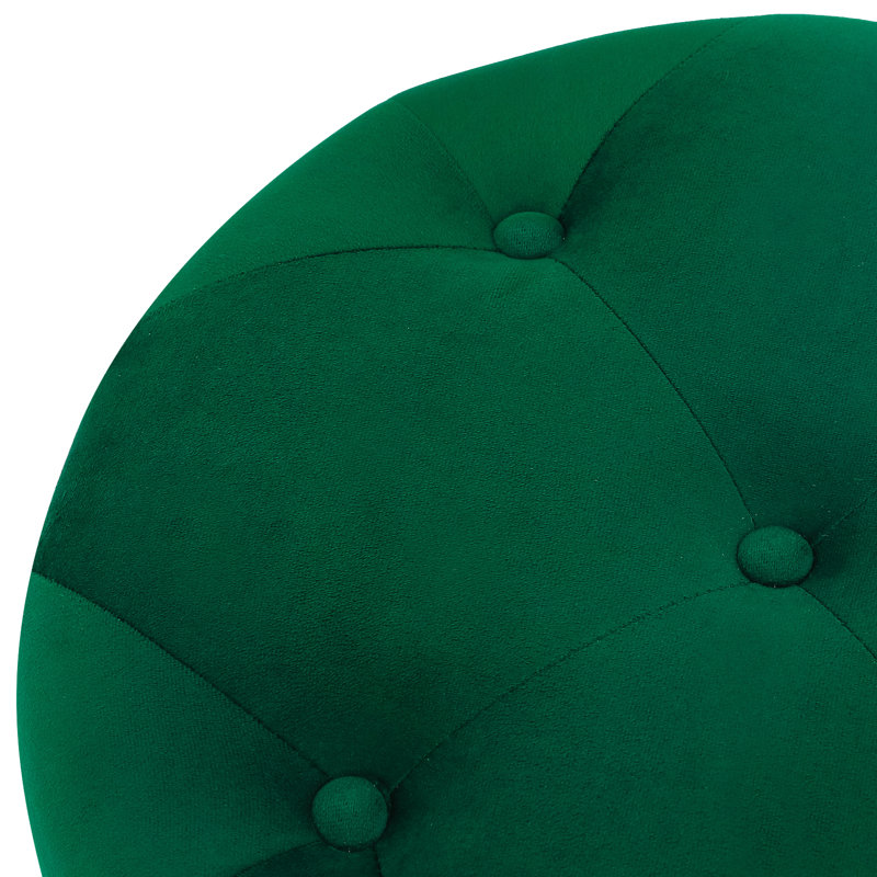 Tabouret de pieds rond en velours capitonné, Velours forêt foncé