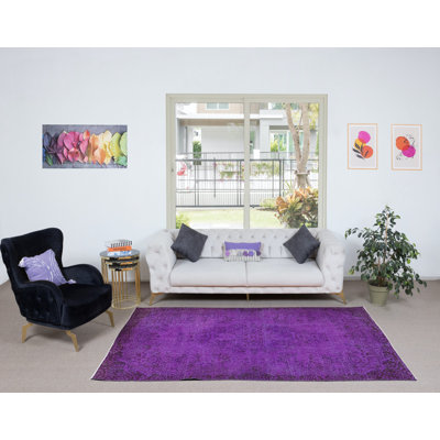 Tapis turc violet moderne fait à la main 5,3 x 9 pi, décoration bohémienne