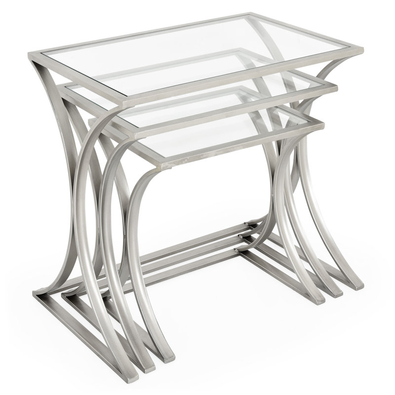 Pauls Glass Top Trestle Nest Of Tables