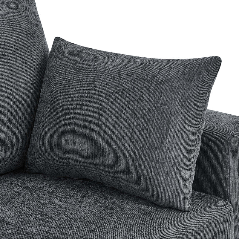 Canapé moderne rembourré de 78 po avec coussins profonds et coussins amovibles, Bleu gris