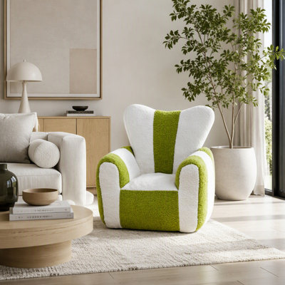 Comfy Teddy Beanbag Chair for Kids, Large Reading Chair with Heart-Shaped Backrest and Color-Block Design, Ideal for Living Room and Bedroom