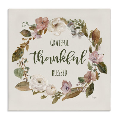 Elegant Gratitude Wreath Canvas, design by Livi Finn