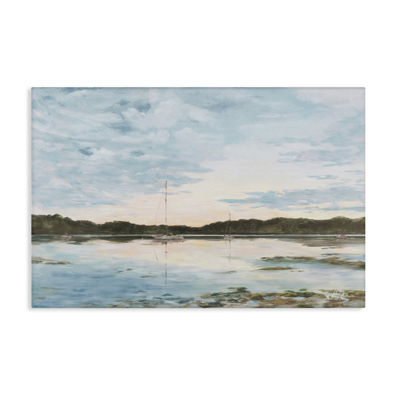 «Quiet Day on Lake», art mural sur toile par Julie DeRice, H 16 po x l 24 po