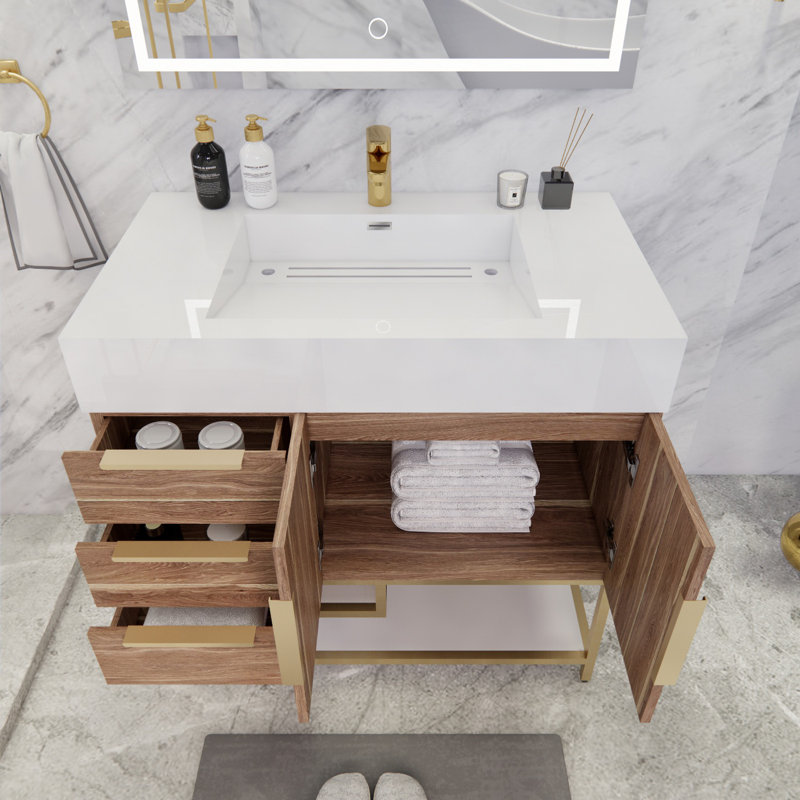 Ensemble de meuble-lavabo simple 36 po Sevara, Chêne blanc