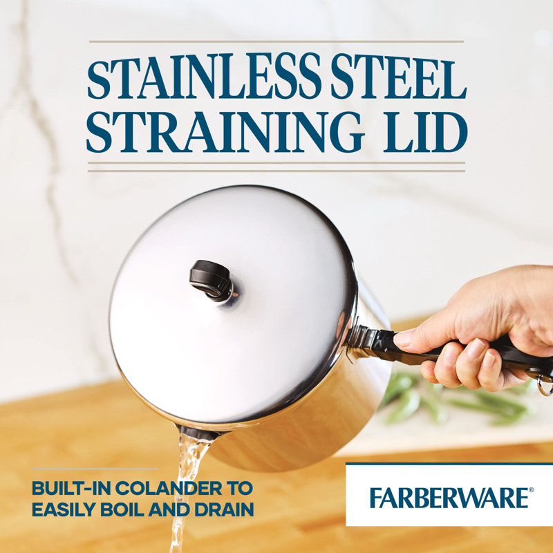 Farberware 3-Quart Stainless Steel Straining Saucepan with Lid