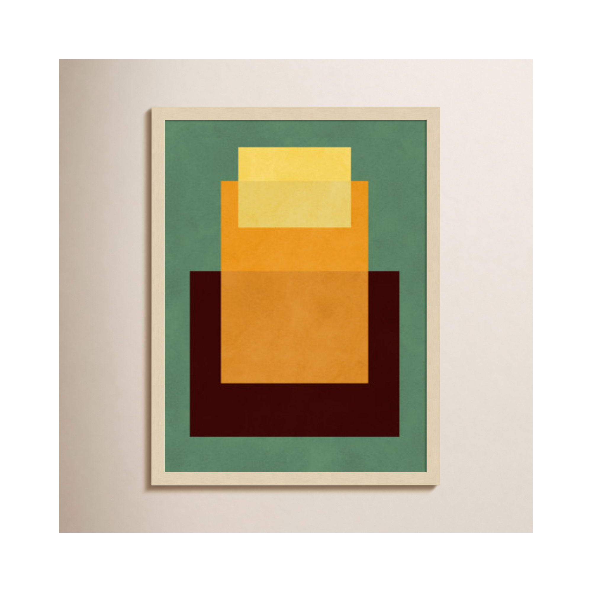 Overlapping geometry 10 by Norvin Wood Framed Wall Art Print, 25" H x 19" W, Brown, Green/Orange