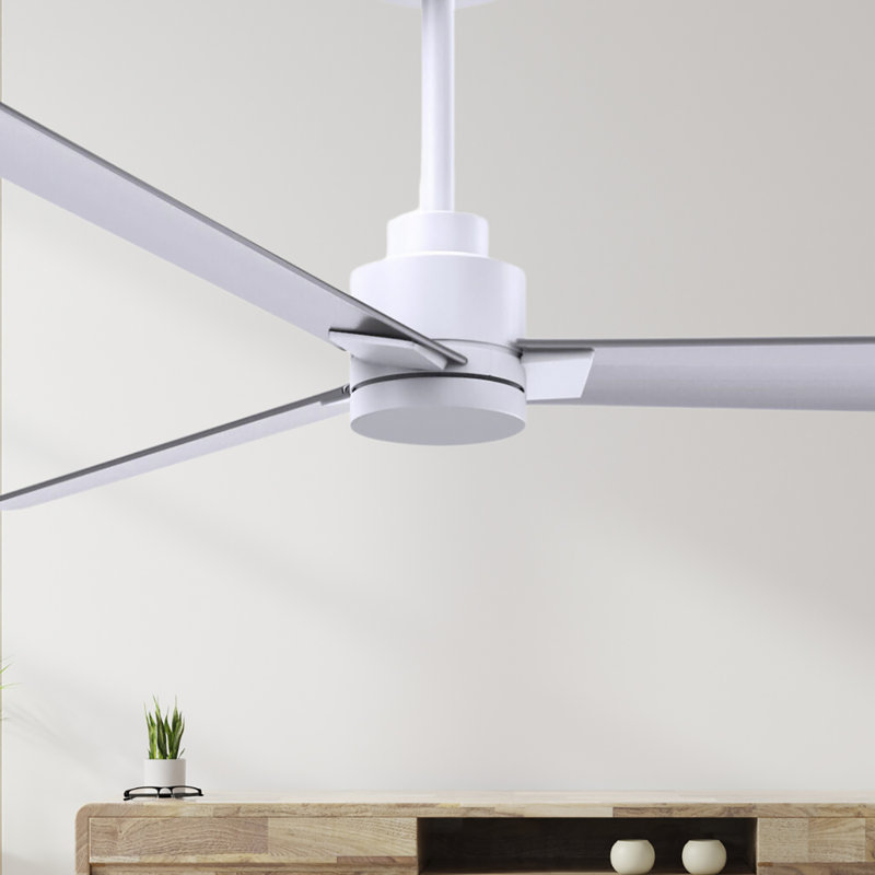 Alessandra Outdoor Downrod Ceiling Fan, Matte White, Brushed Nickel