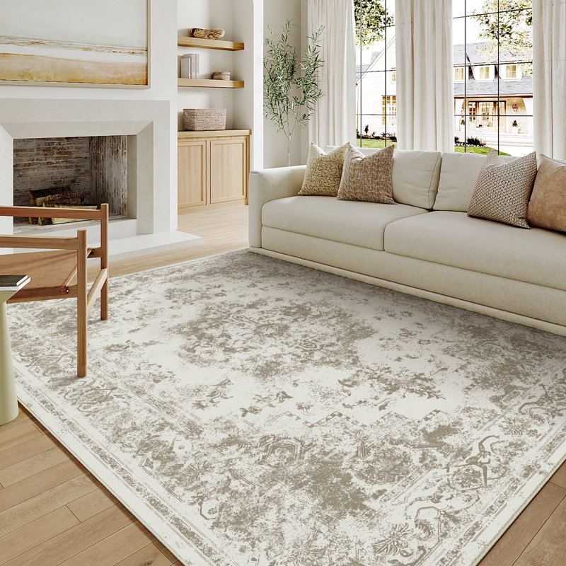  Elegant Modern Machine Woven Area Rug in Brown, Rectangle 6' x 9'