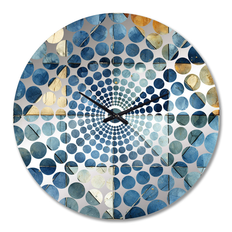 Horloge murale géométrique Rustic Cobalt Lattices, Très grand