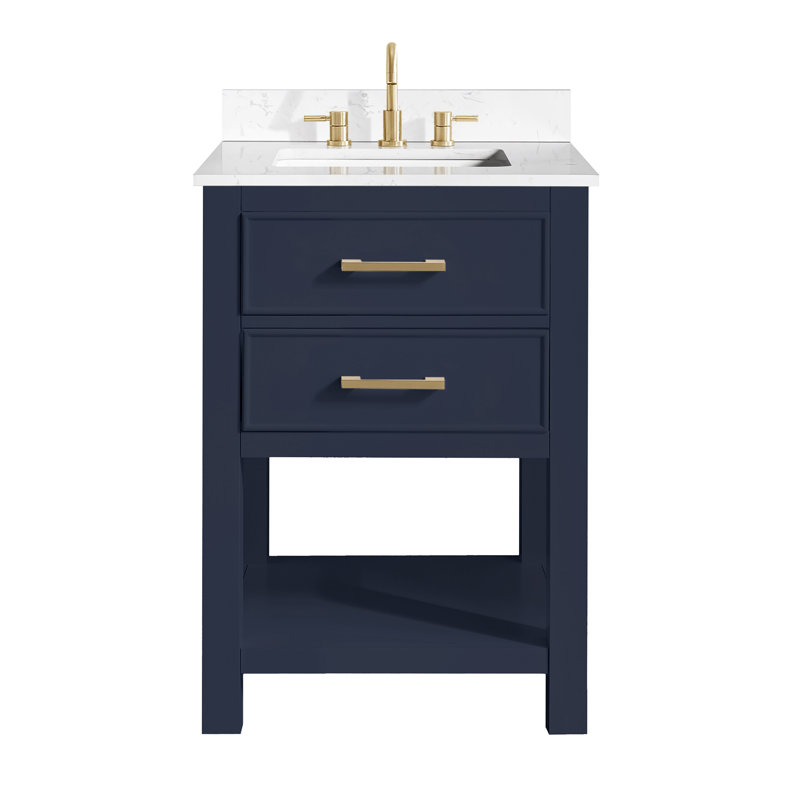 Brooks 25'' W Single Vanity, Navy Blue, Gold