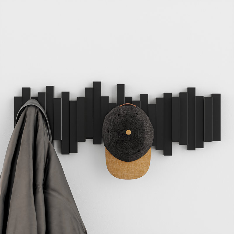 Plastic Wall 2 - Hook Wall Mounted Coat Rack, Black