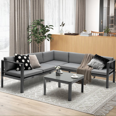 Ensemble de conversation modulaire avec coussins 3 pièces Zendy