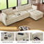 Canapé modulaire surdimensionné en L 119 po en forme de L avec 1 repose-pieds et 1 console multifonctionnelle, canapé rembourré 4 places avec port USB et 2 porte-gobelets, facile à assembler, pour le salon, beige