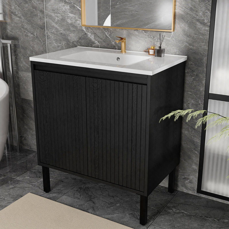 Meuble-lavabo de 30 po sans lavabo, 34 "H x29.13"W x 17.99"D, Matt Black