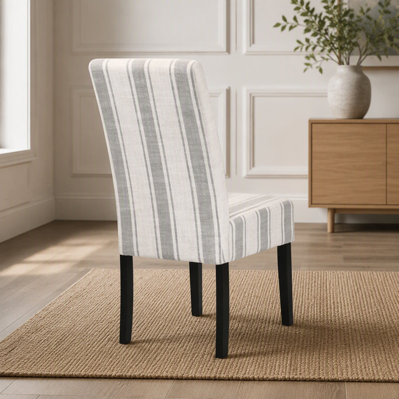 Chaise en tissu, Gris à rayures