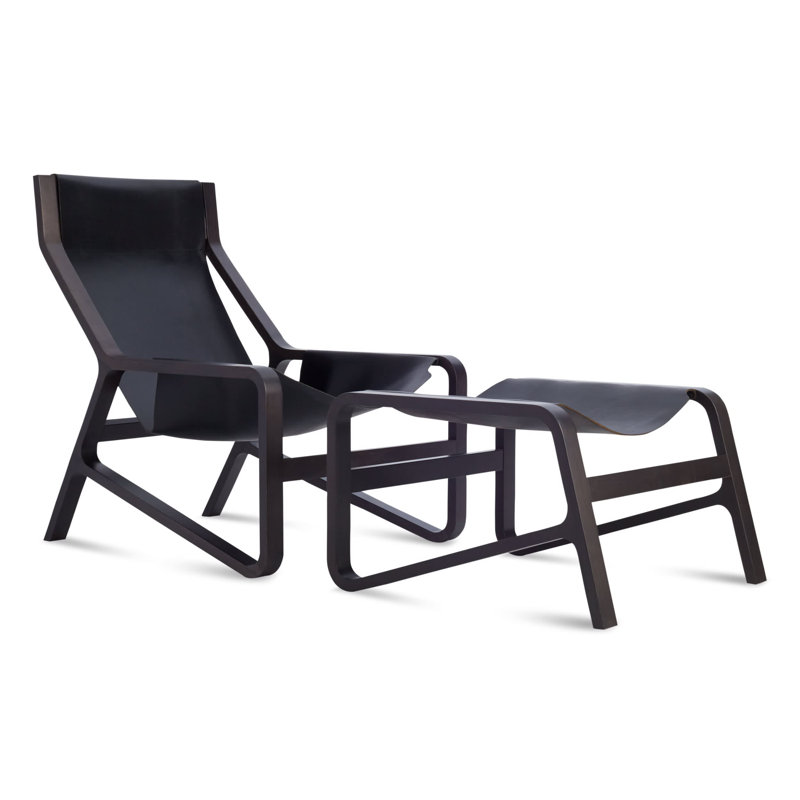 Toro Ottoman, Night Genuine Leather, Black