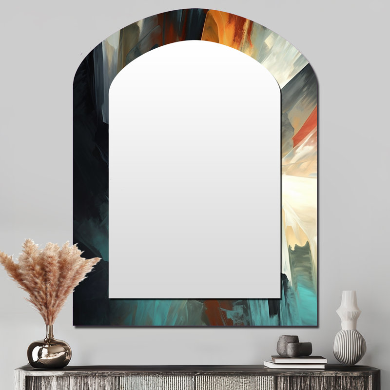 Miroir mural orange et bleu, 43 po x 33 po