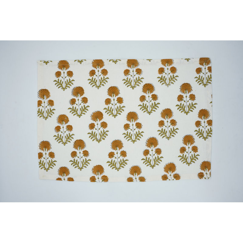  Imprimé en bloc 13 po x 19 po - Napperons élégants pour un usage quotidien, Rishi, moutarde