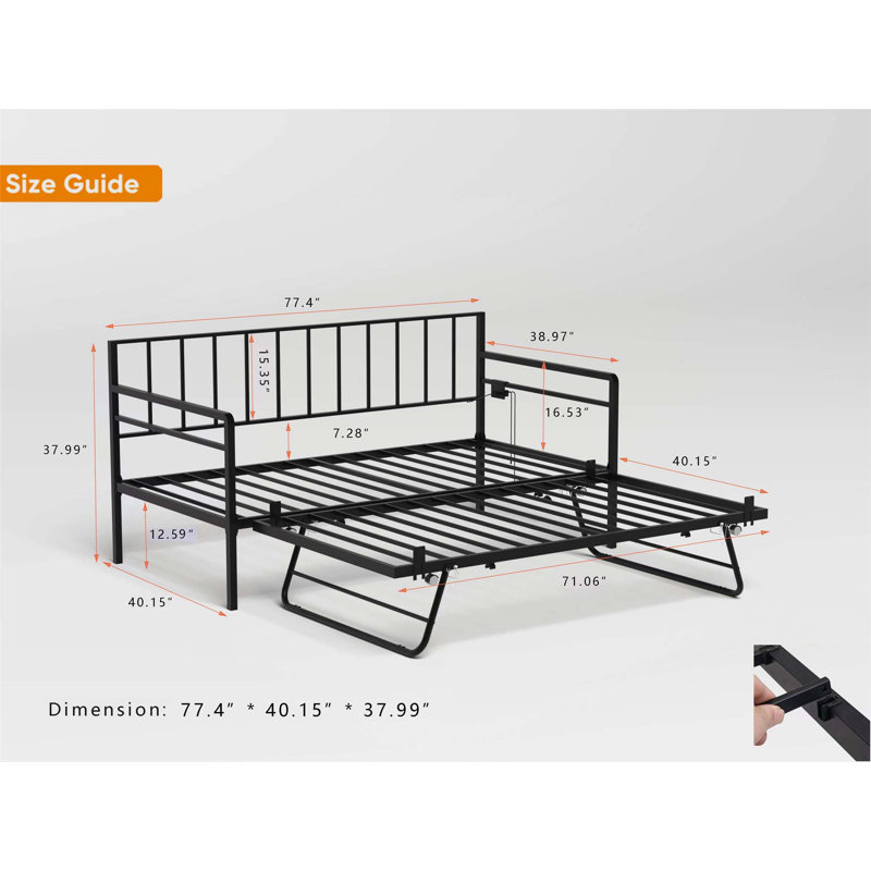 Lit de jour double en bois complet avec bureau d'étude, tablettes de rangement et tiroirs pour une organisation de chambre à coucher peu encombrante.